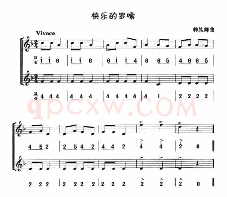 快乐的罗嗦（八孔竖笛线简谱对照版、二重奏）