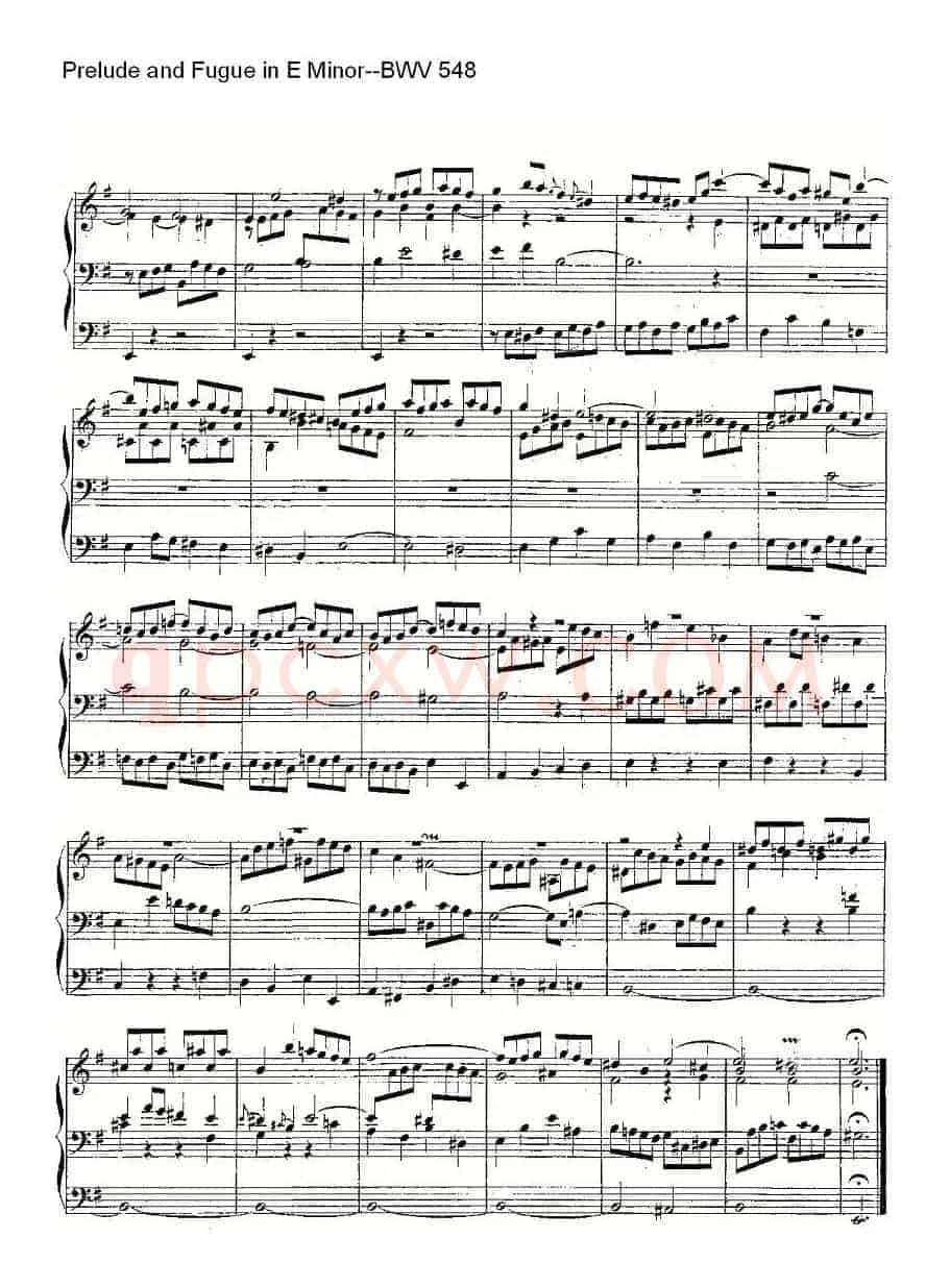 Prelude and Fugue in E Minor--BWV 548 (管风琴谱)