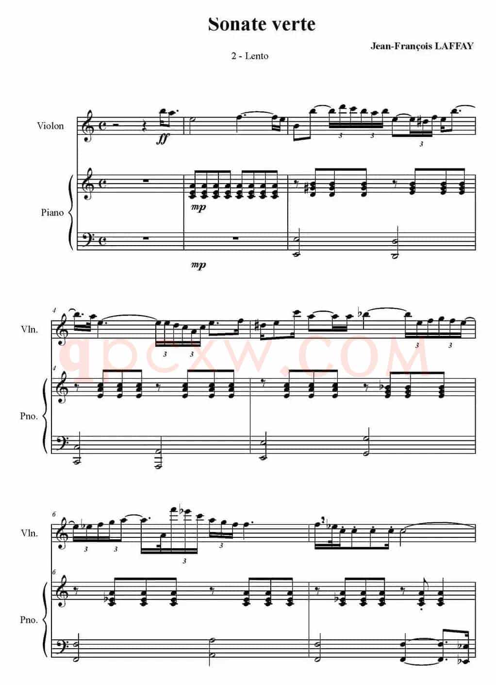 Sonate Verte（2-Lento、小提琴+钢琴伴奏）