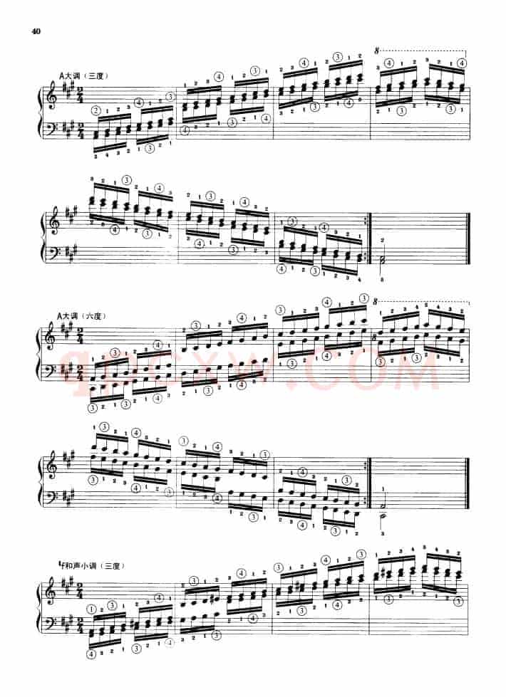 钢琴音阶练习：三度、六度同向四个八度