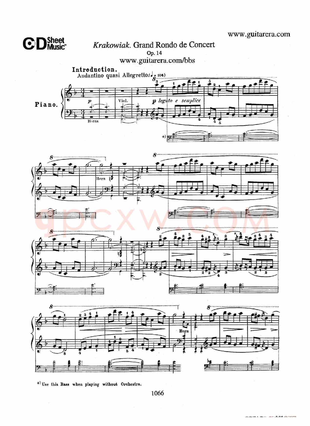 Krakowiak Grand Rondo de Concert Op.14 (克拉科维克音乐会用大回旋曲·钢琴独奏版)
