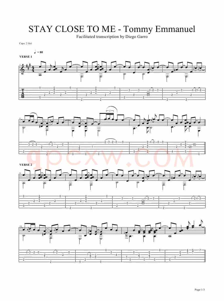 tommy emmanuel：stay close to me version（指弹吉它）