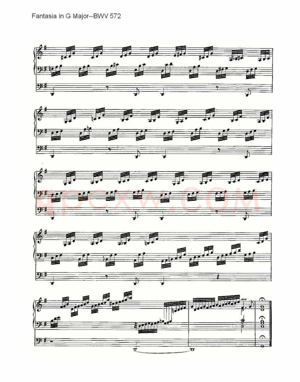 Fantasia in G Major--BWV 572 （管风琴谱）