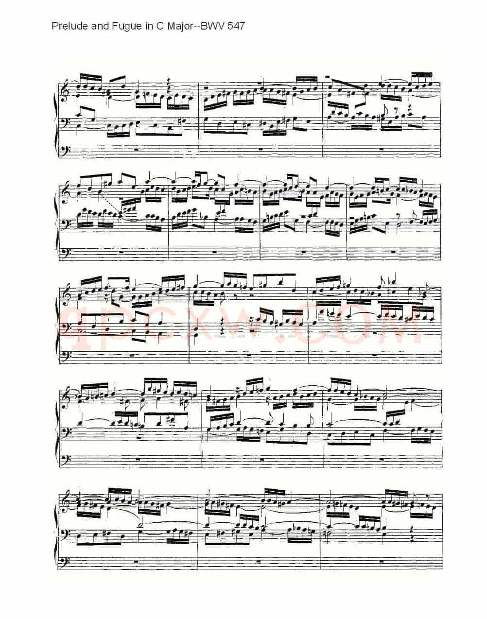 Prelude and Fugue in C Major--BWV 547 (管风琴谱)