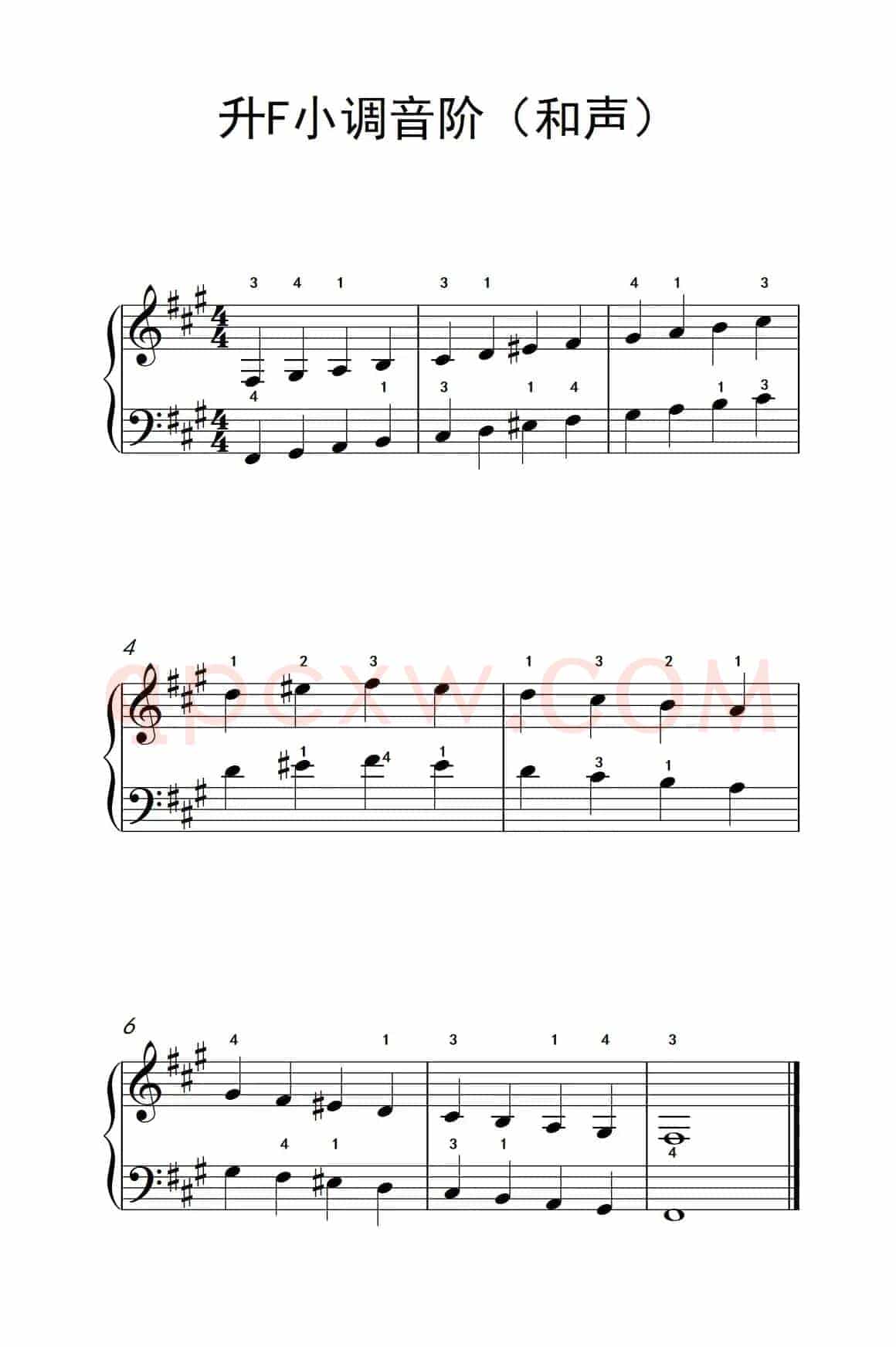 升F小调音阶（和声）（儿童钢琴练习曲）