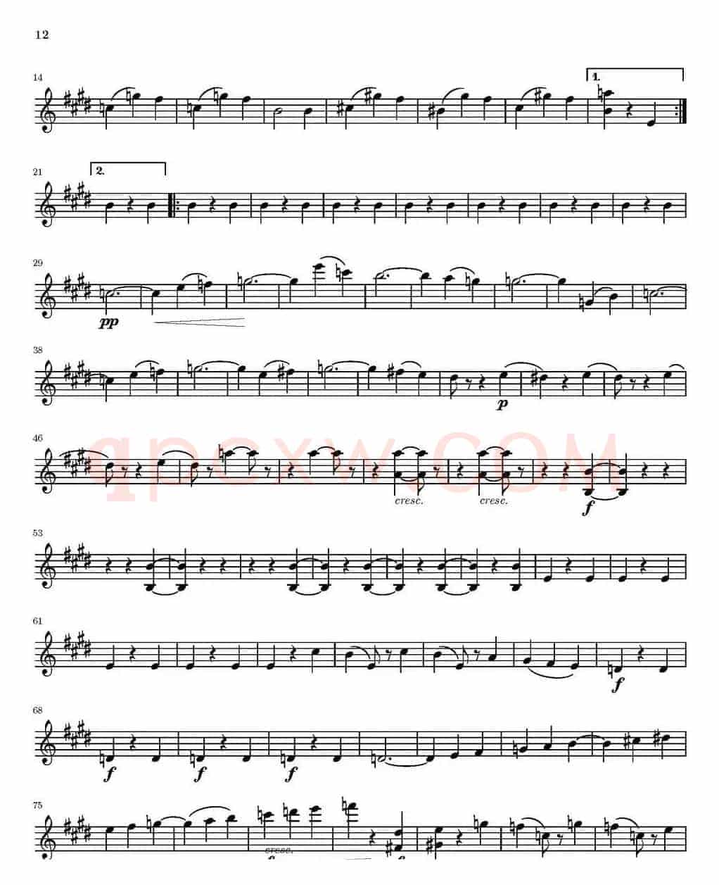 String Quartet nr.18 in E minor（E小调弦乐四重奏）（第一小提琴分谱）