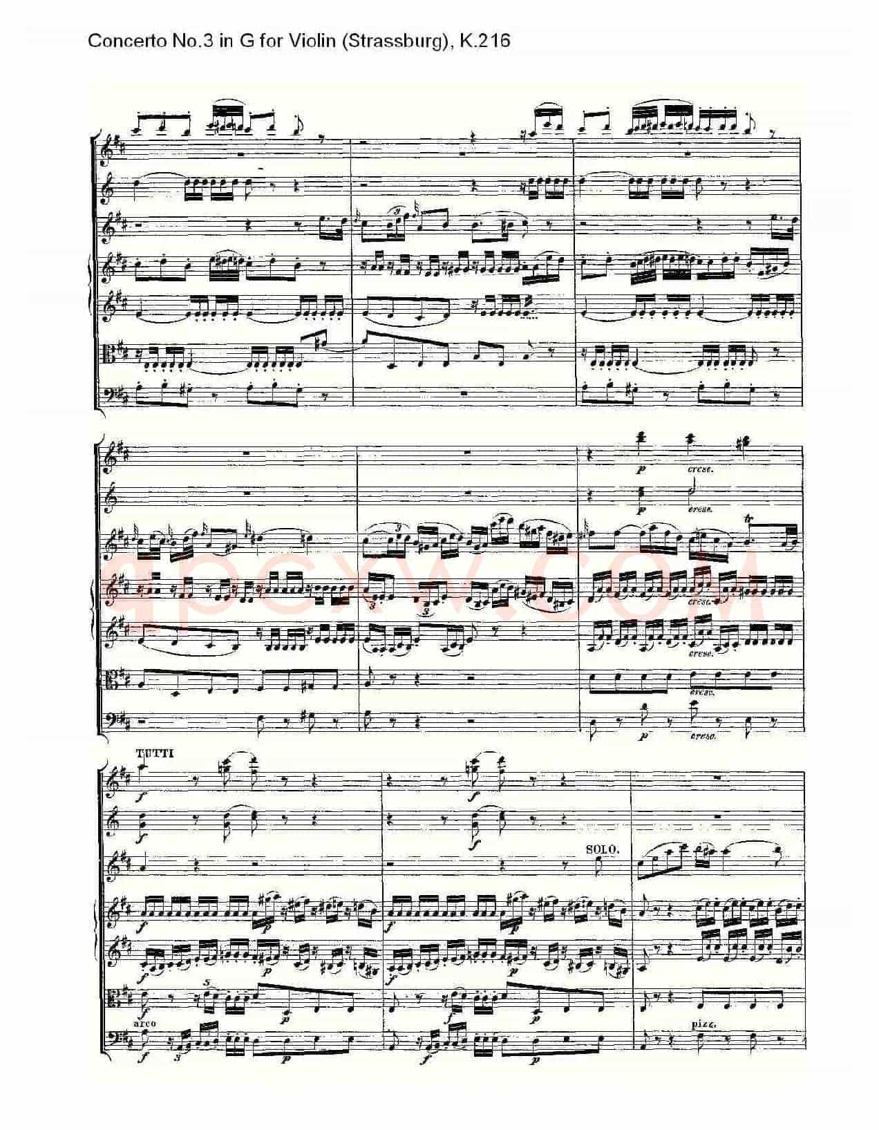 Concerto No.3 in G for Violin K.216(G调小提琴第三协奏曲, K)