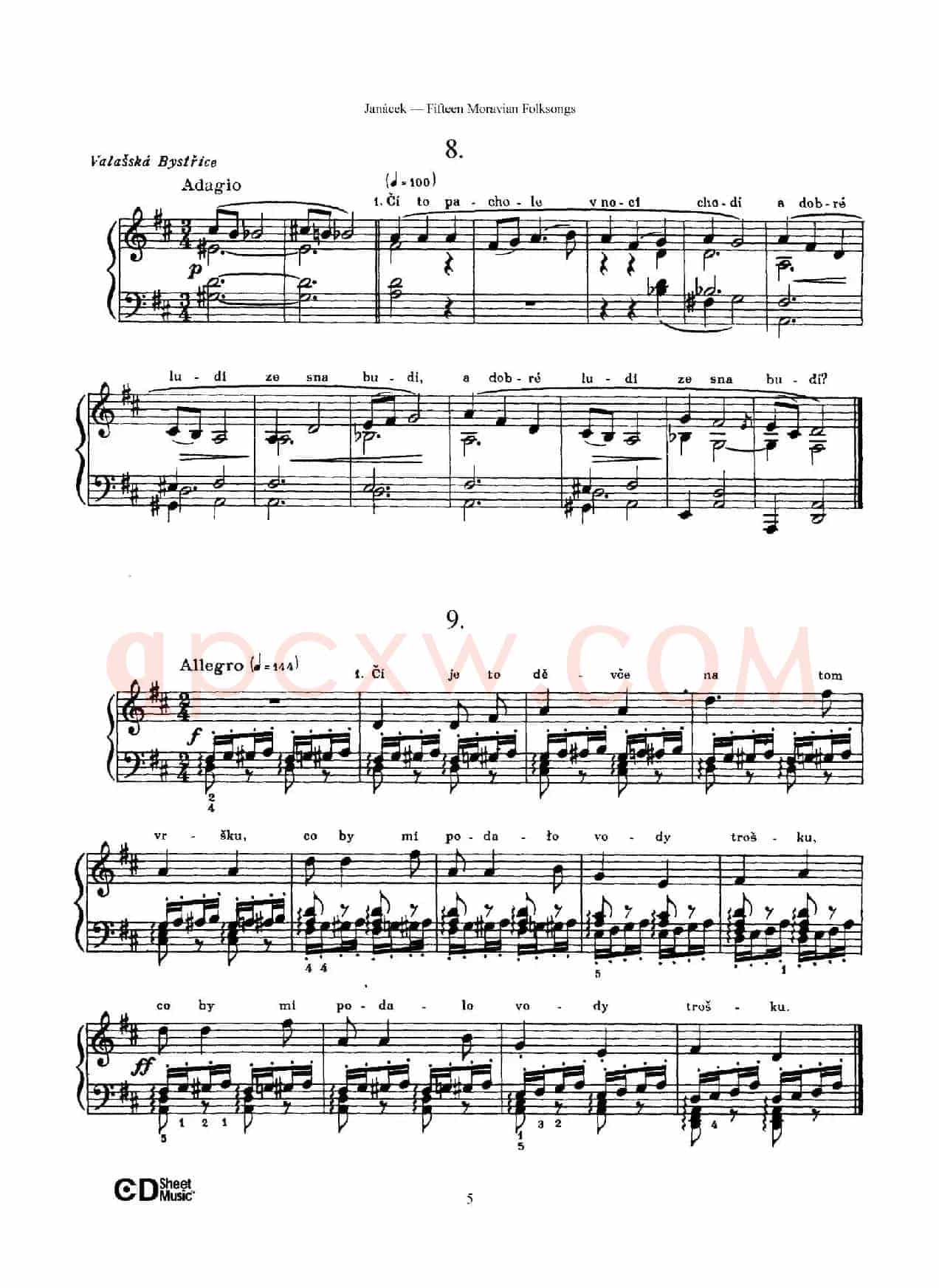 Moravian Folksong（15首摩拉维亚民歌集）