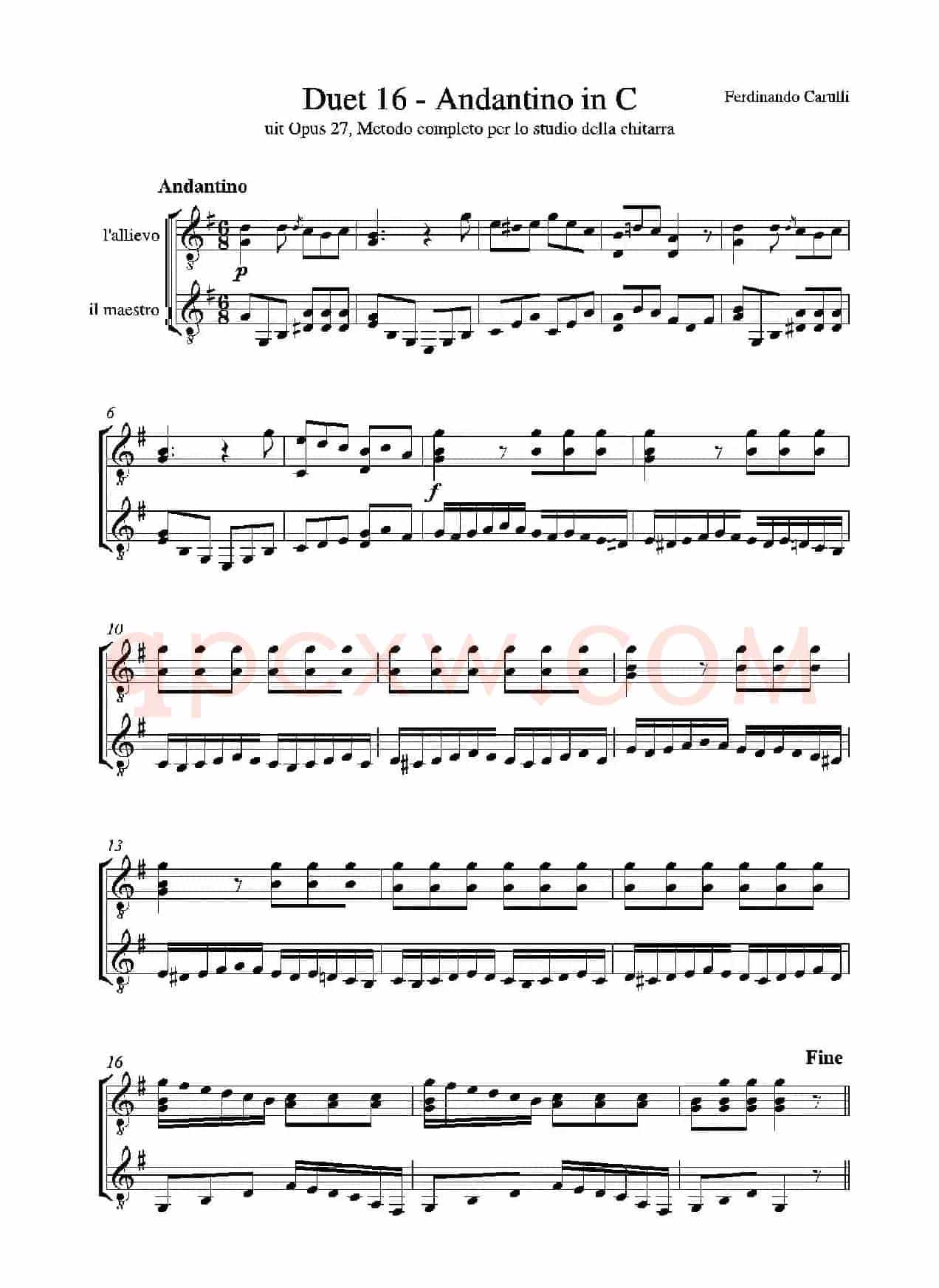 Metodo Completo Op.27-3（古典吉他二重奏练习·16）