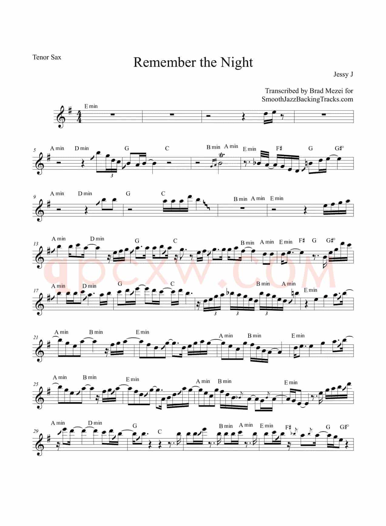 Remember The Night（次中音萨克斯）