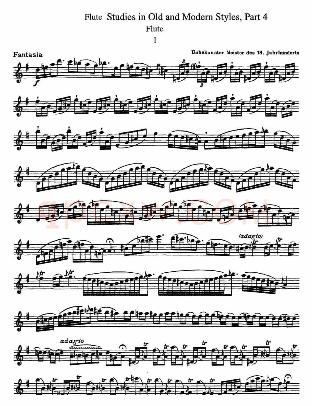 斯勒新老风格长笛练习重奏曲（第四部分）（NO.1-NO.2）