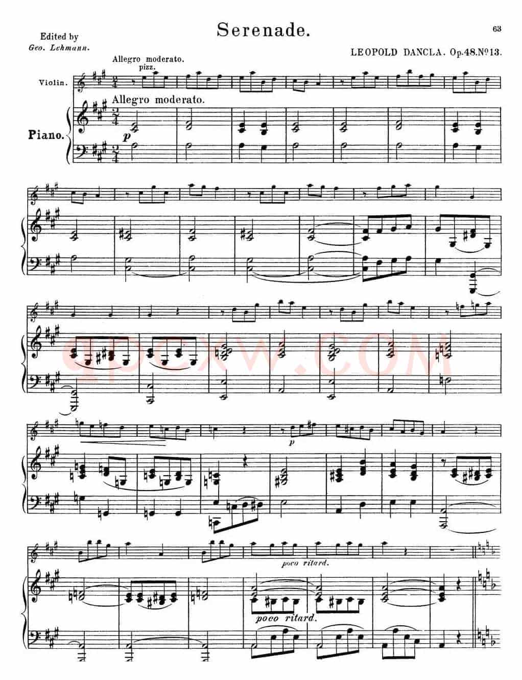 25首小提琴曲合集：Serenade.（LEOPOLD DANCLA. Op.48，No.13）（小提琴+钢琴伴奏）