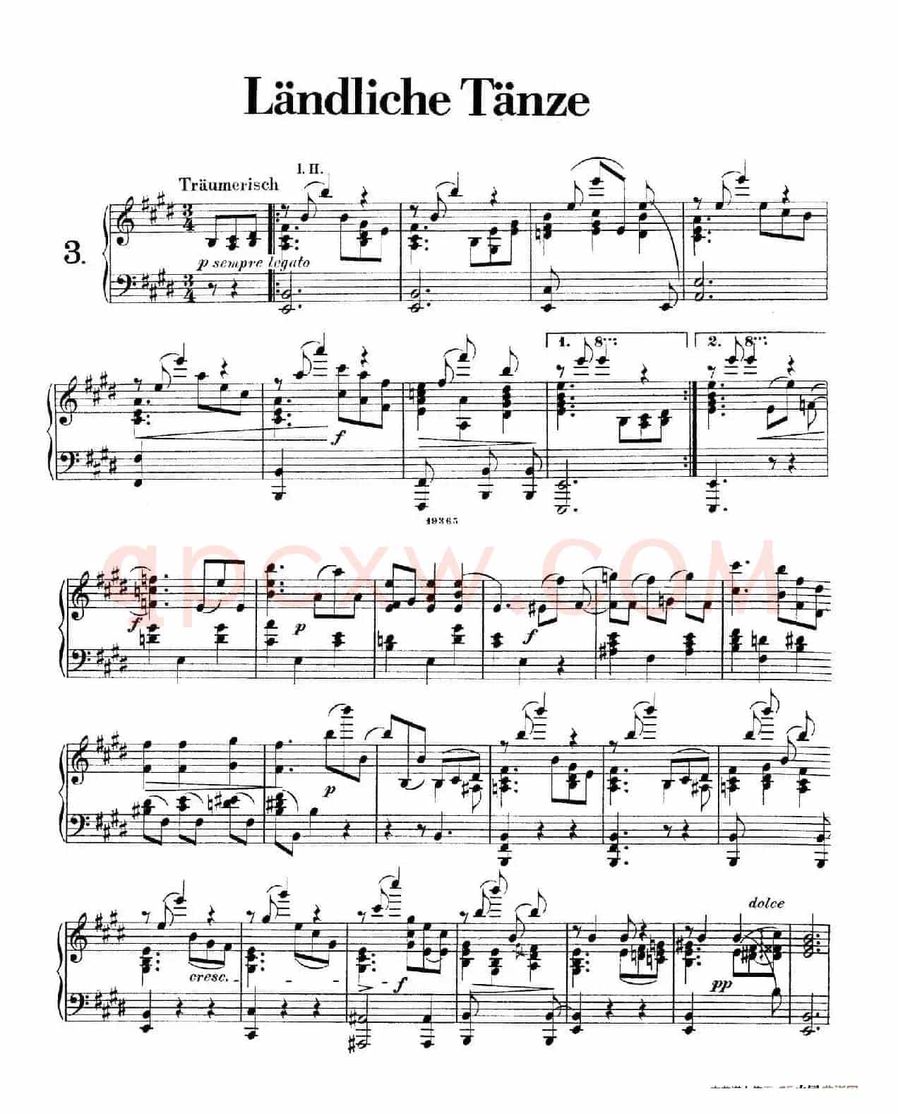 Landliche Tanzee Op.1(乡村舞曲·3. E大调)