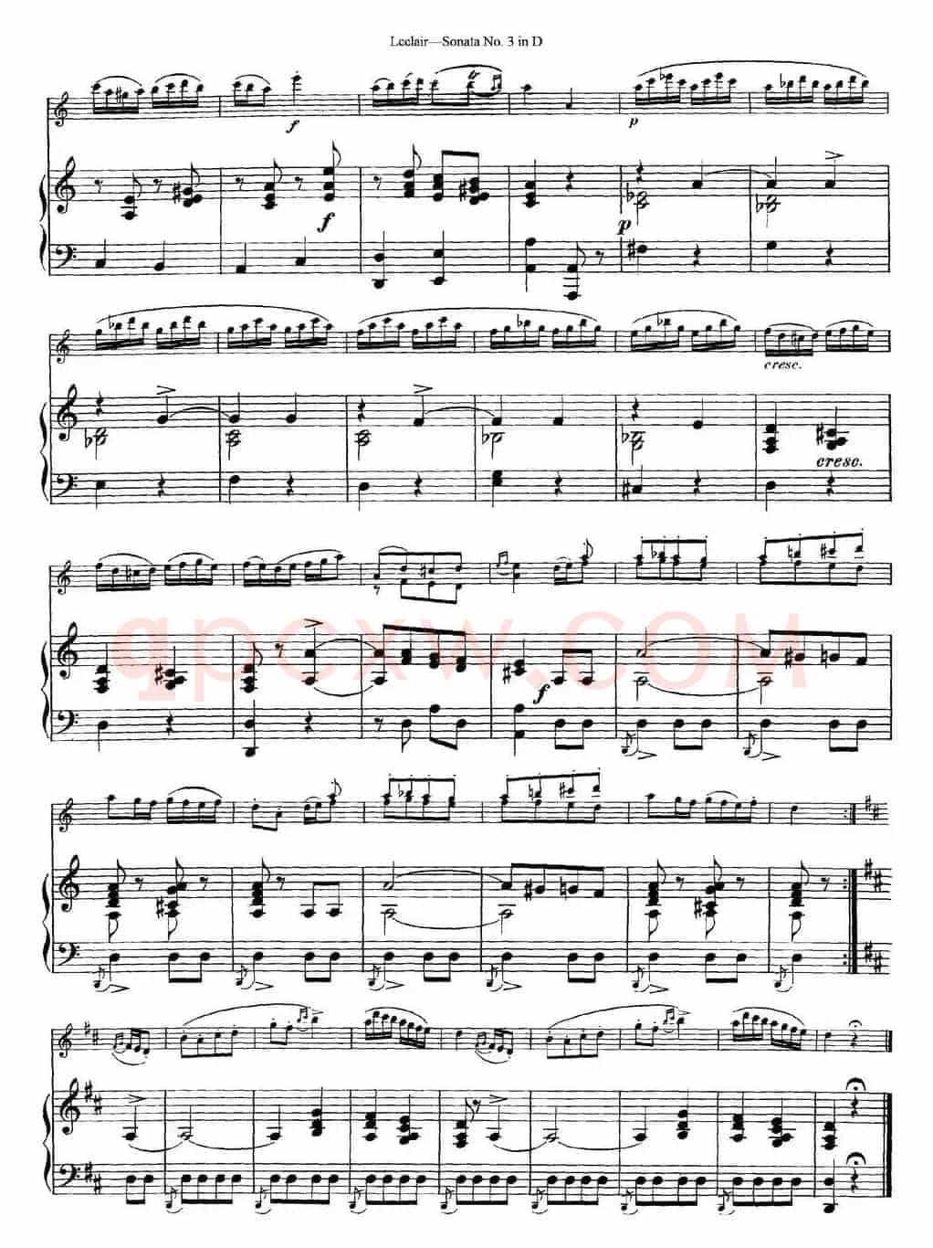 Violin Sonata No.3 In D Major（小提琴+钢琴伴奏）