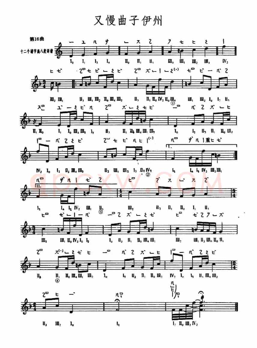 又慢曲子伊州（敦煌琵琶曲谱 第16曲）