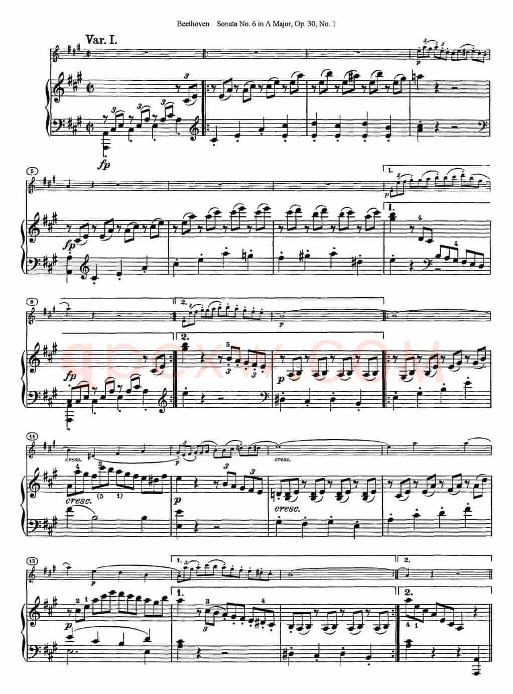 Violin Sonata No.6 in A Major Op.30 No.1（小提琴+钢琴伴奏）