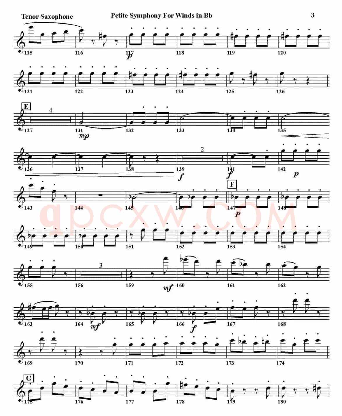 Petite Symphony For Winds in Bb（四重奏·次中音萨克斯分谱）