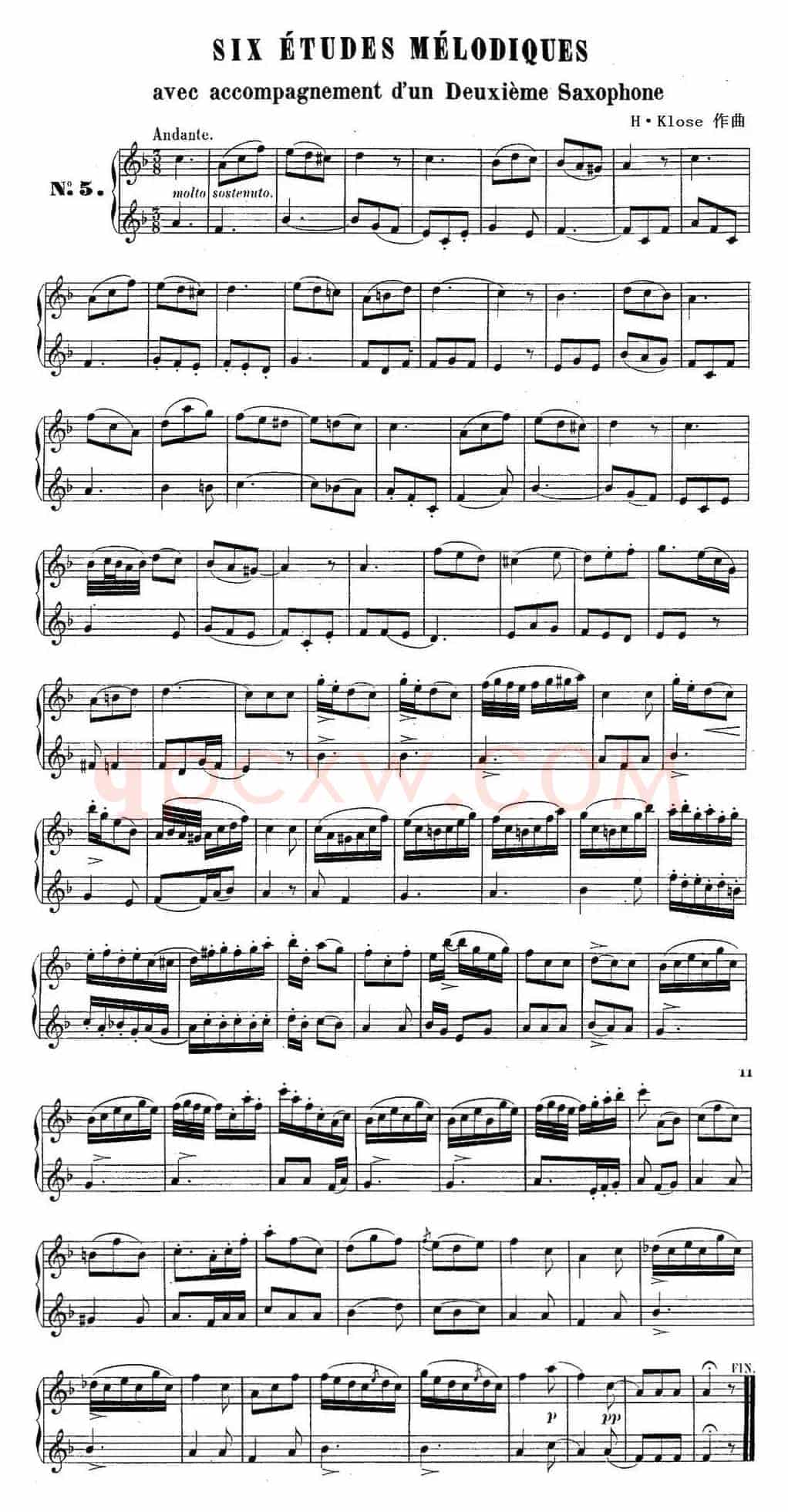 H·Klose二重奏练习曲（No.5）
