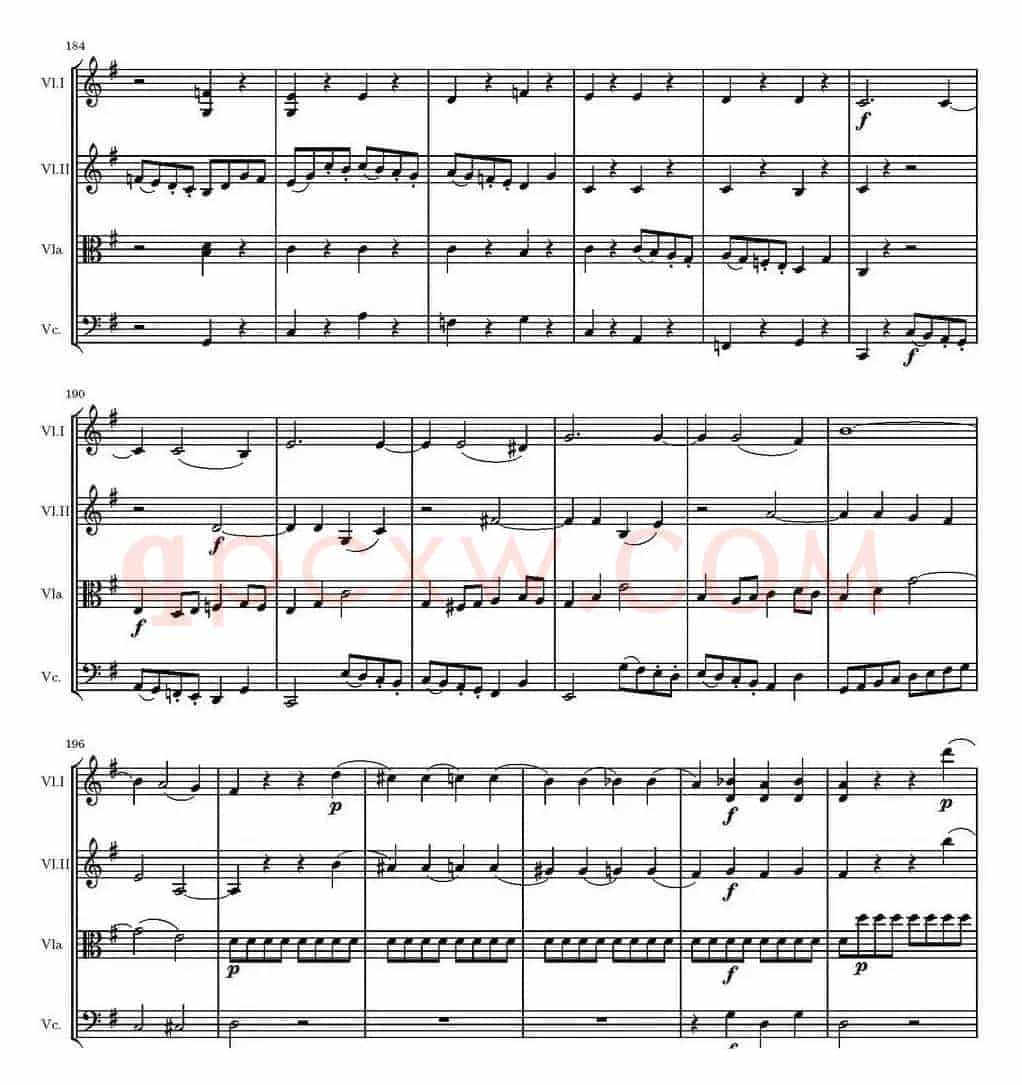 String Quartet KV.387（G大调弦乐四重奏）