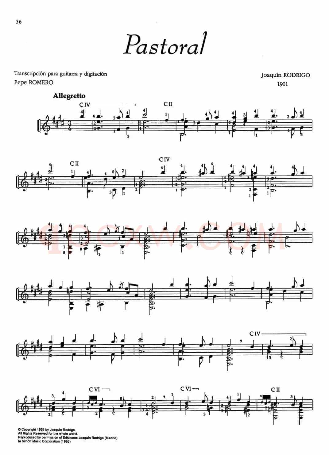 Joaquin Rodrigo Music for Guitar（罗德里戈吉他音乐P36-37）（古典吉他）