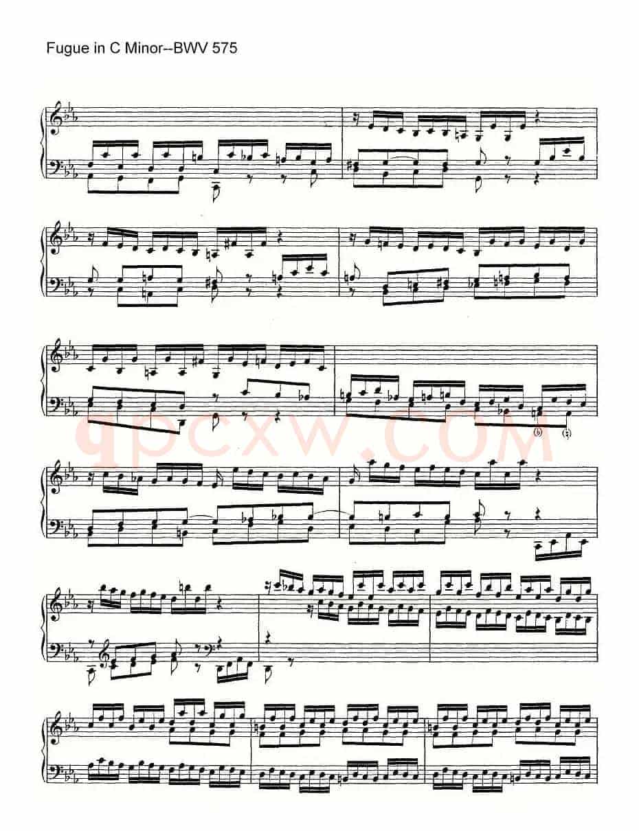 Fugue in C Minor--BWV 575（管风琴谱）
