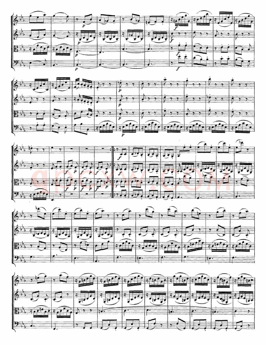 Mozart《Quartet No.4 in C Major,K.157》（总谱）