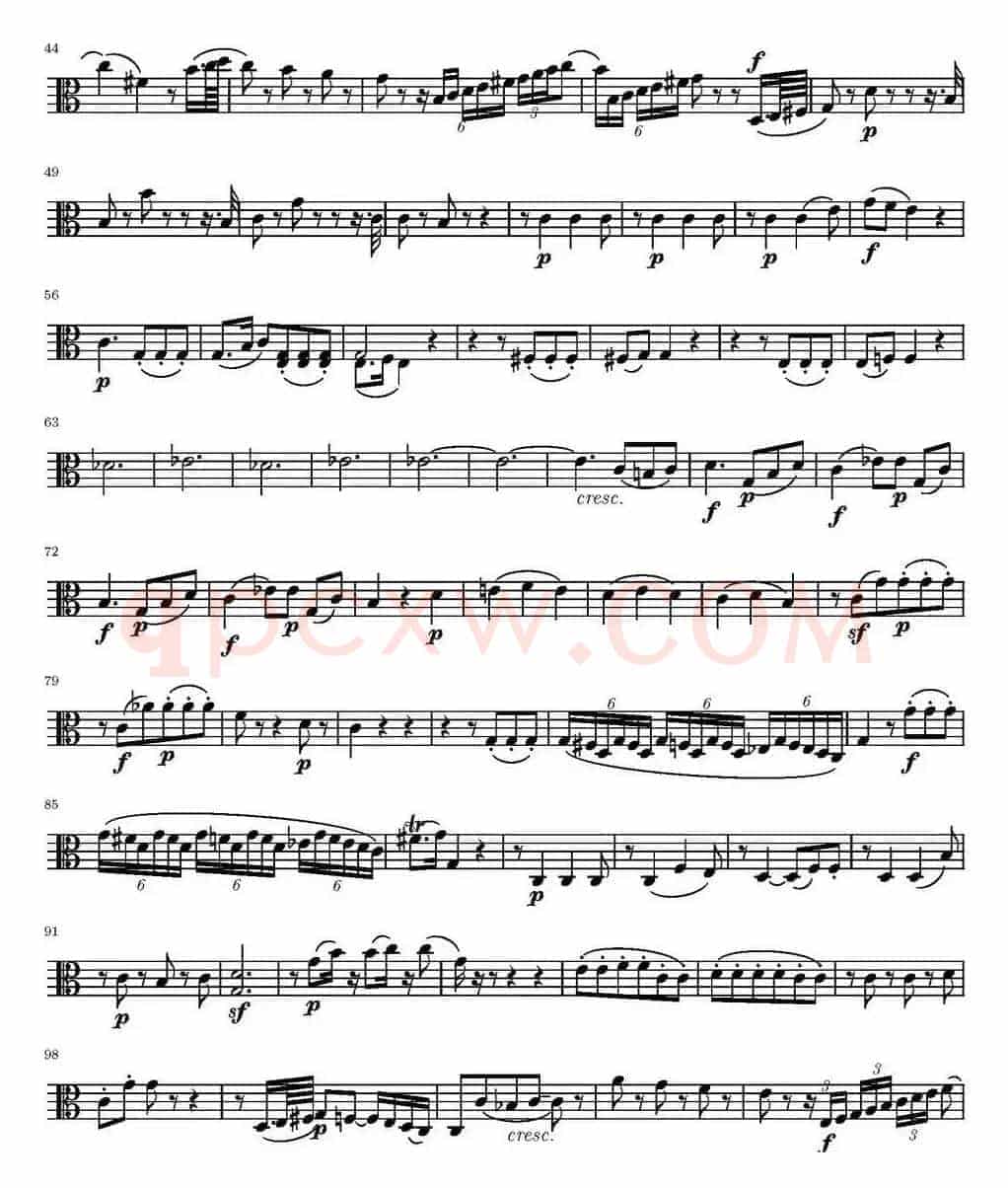 String Quartet KV.387（弦乐四重奏中提琴分谱）