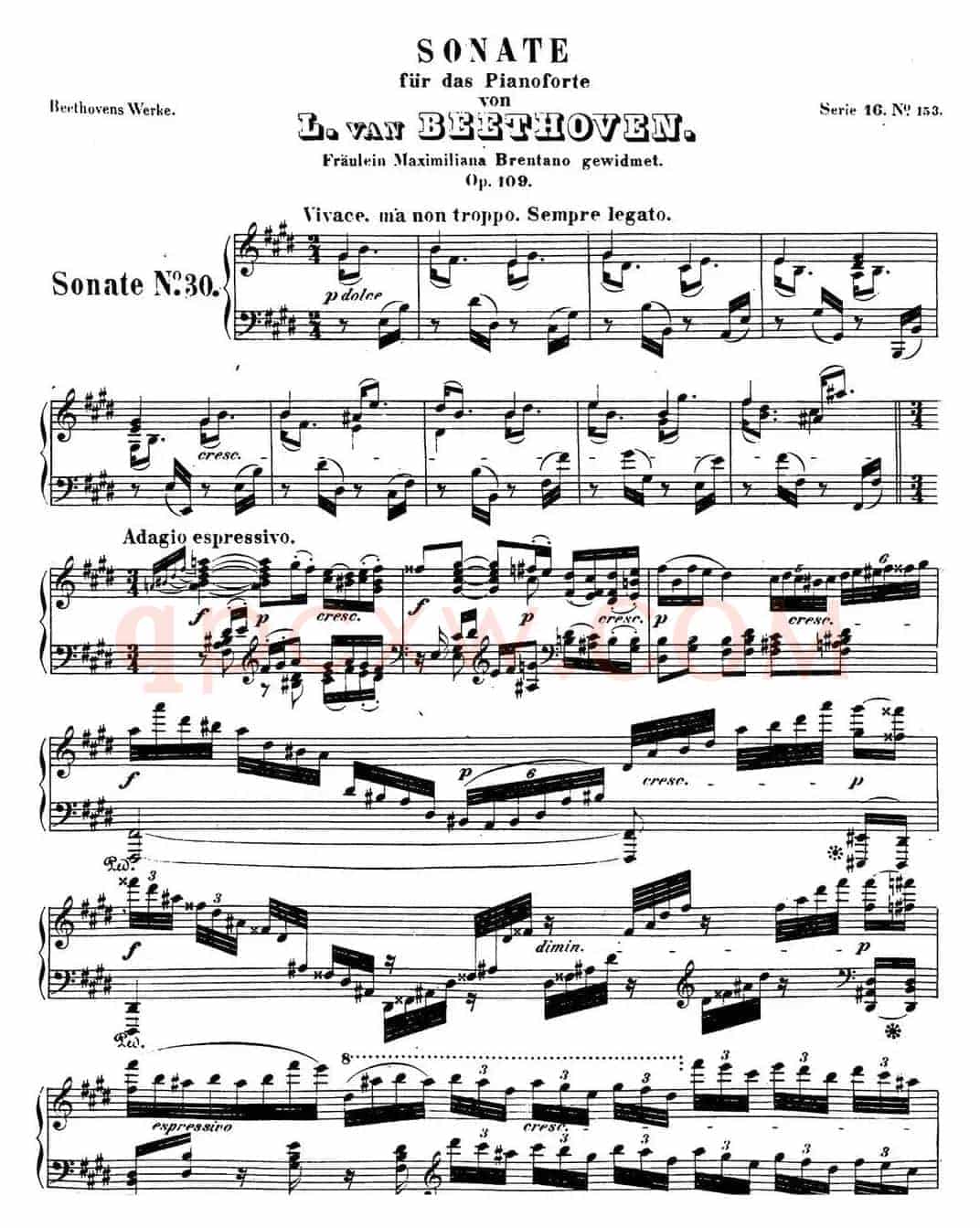 贝多芬钢琴奏鸣曲30 E大调 Op.109 E major