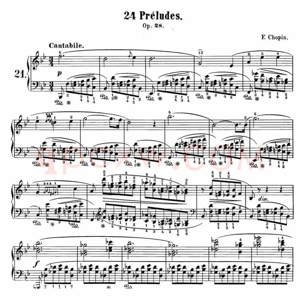 肖邦 24首钢琴前奏曲 Op.28 No.21 降B大调