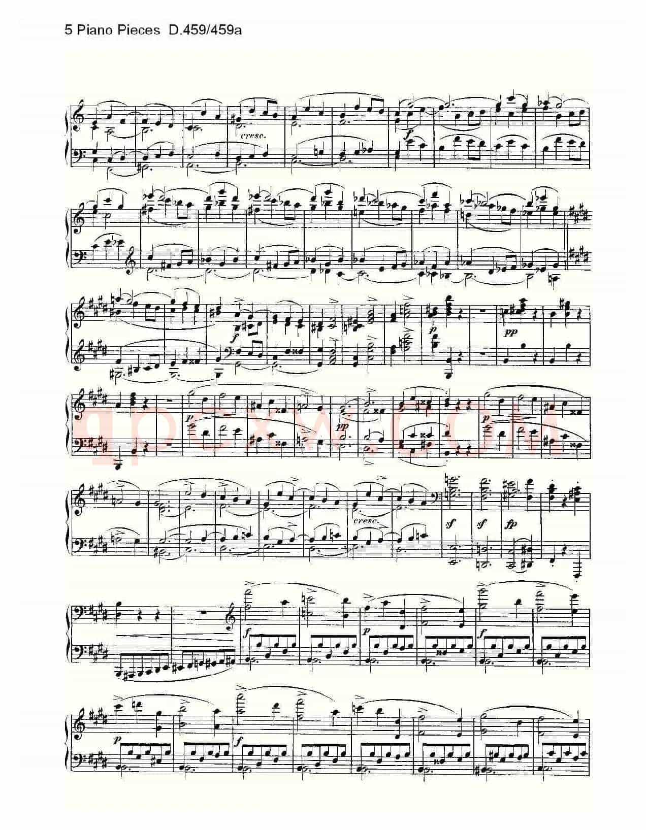 5 Piano Pieces D.459/459a（钢琴五联奏D.459/459a）