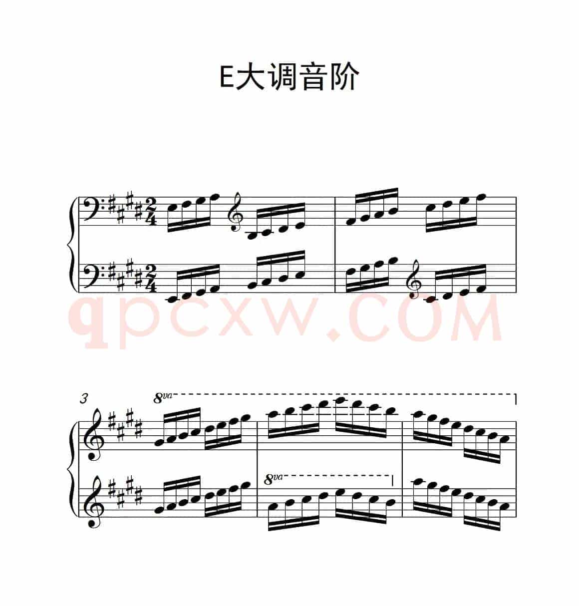 第四级 E大调音阶（中国音乐学院钢琴考级作品1~6级）
