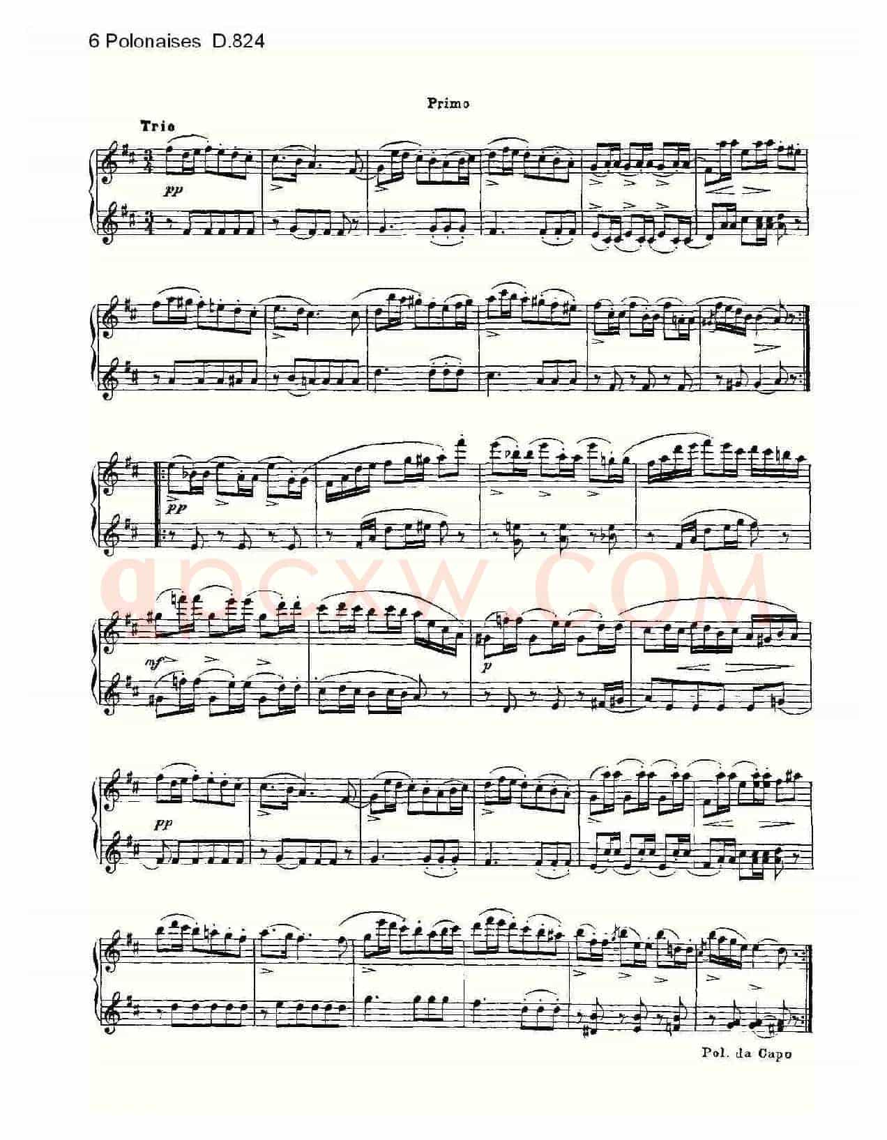 6 Polonaises D.824（6波罗乃兹舞曲 D.824）