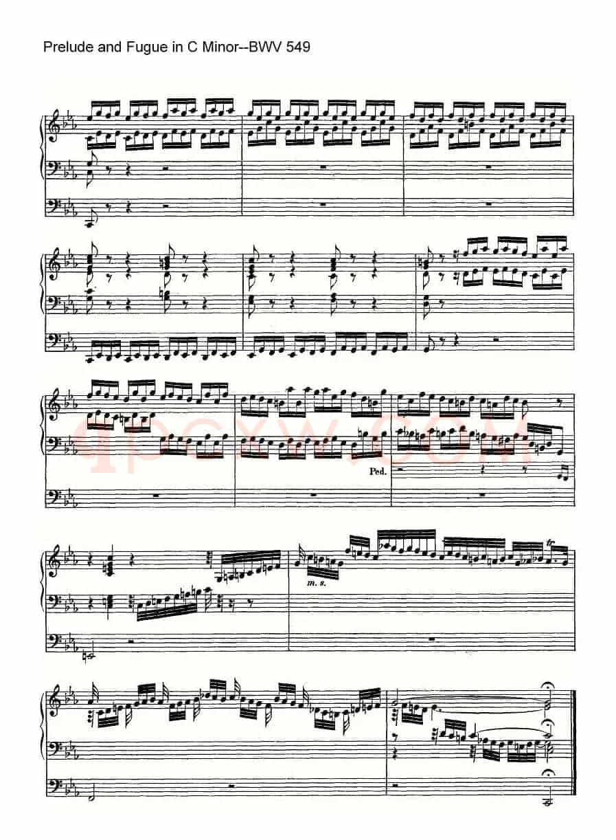 Prelude and Fugue in C Minor--BWV 549（管风琴谱）
