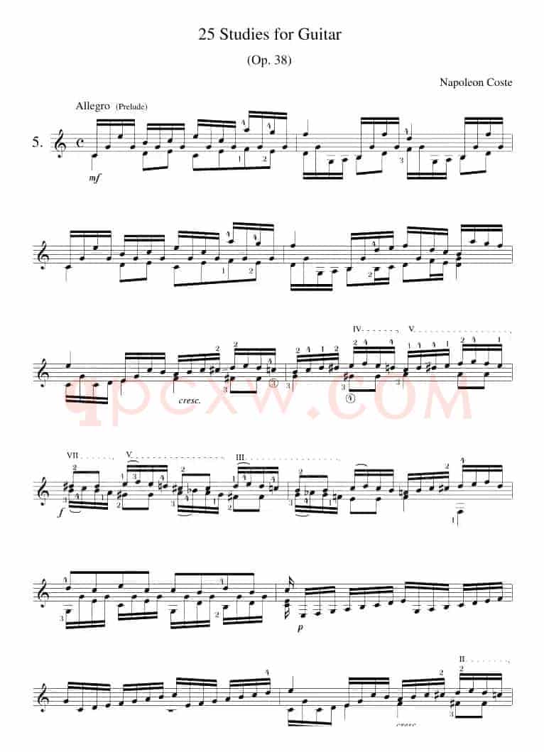 Napoleon Coste《25 Studies,Op.38》（STUDY 5）