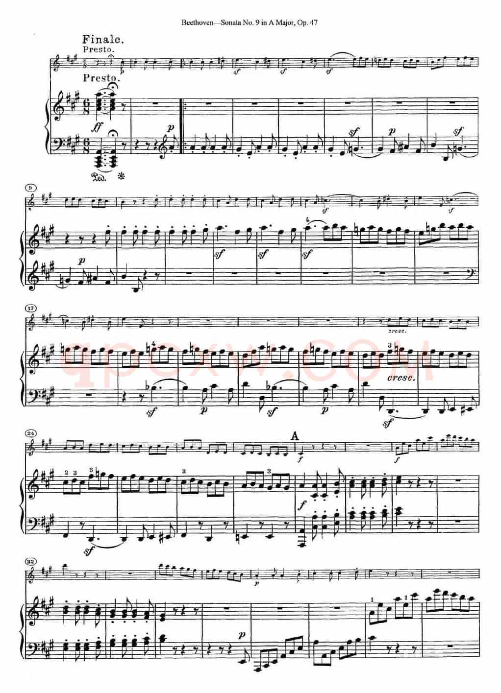 Violin Sonata No.9 in A Major Op.47（小提琴+钢琴伴奏）