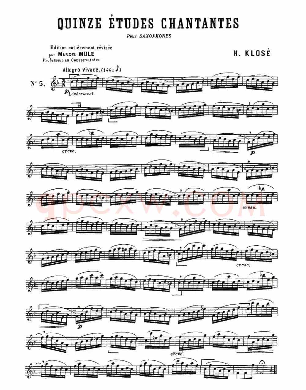 Klose Etudes Chantantes Pour Saxophone（练习曲之五）