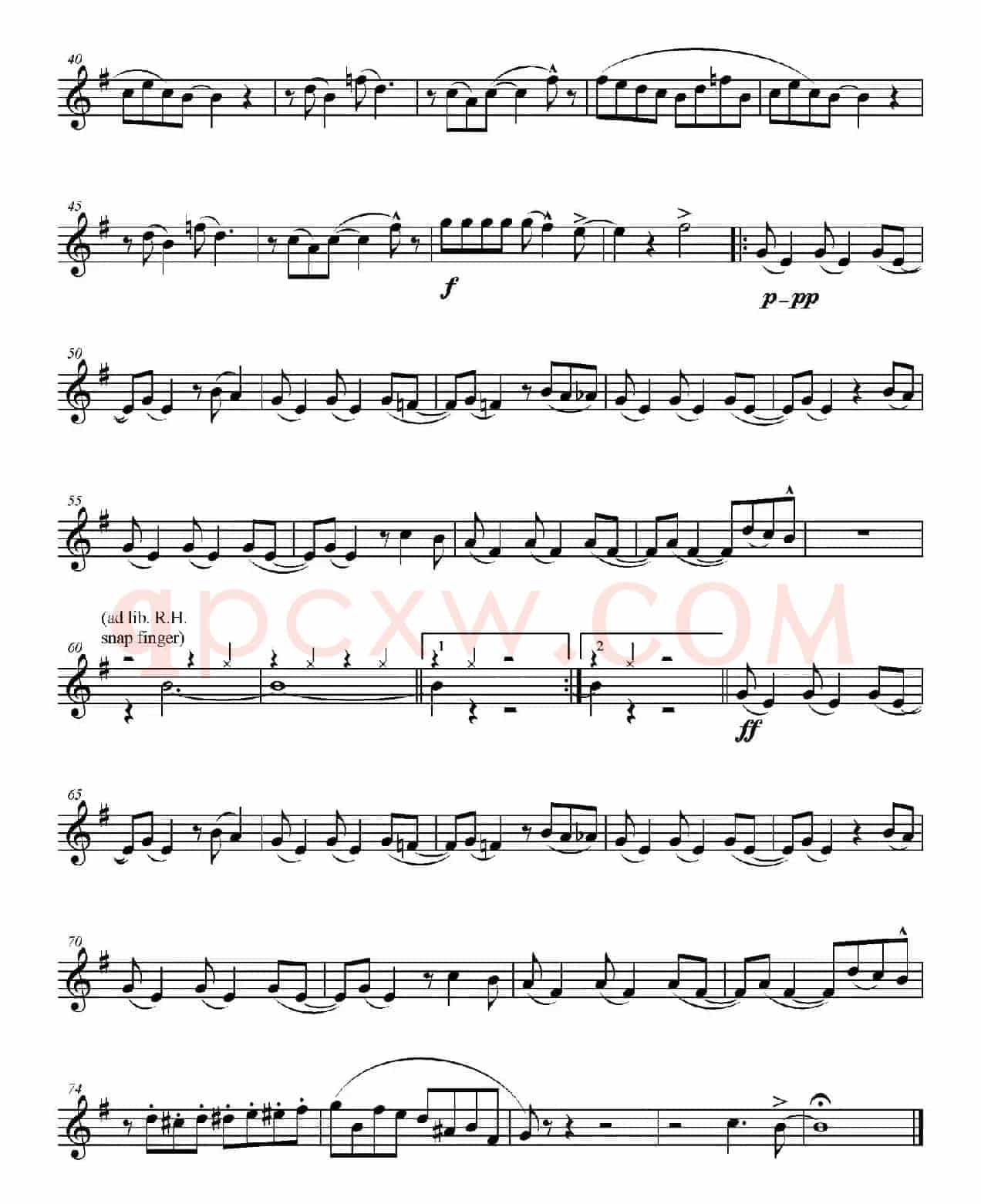 In The Mood（情绪）（四重奏中音萨克斯分谱）
