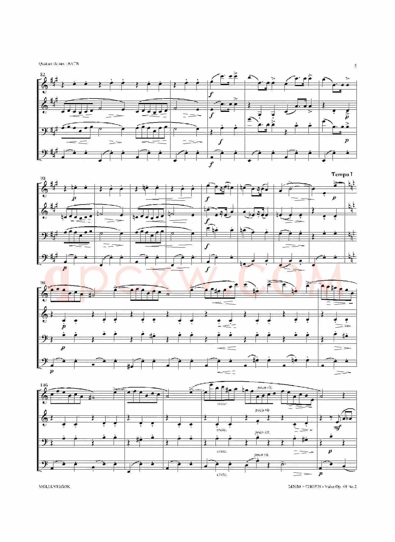 b小调圆舞曲 Op.69 No.2 （四重奏总谱）