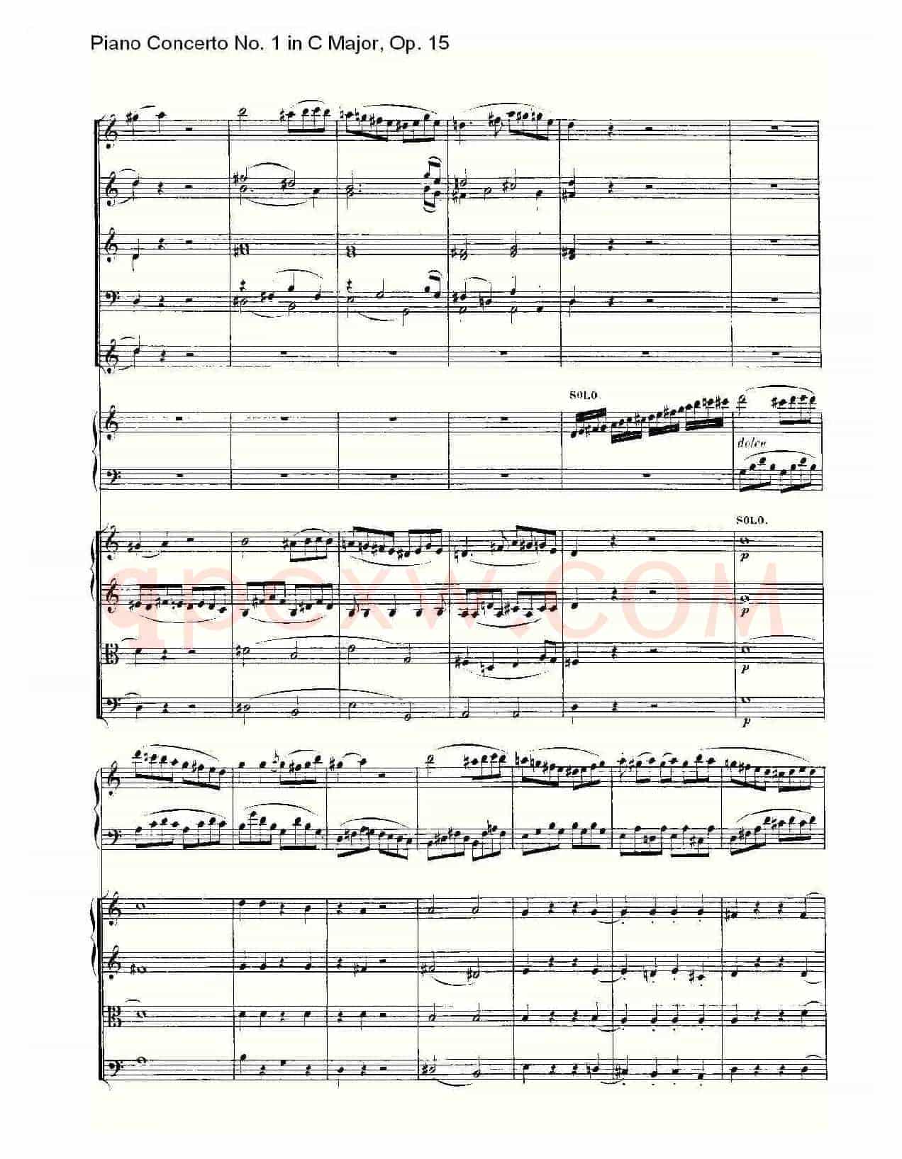 C大调钢琴第一协奏曲 Op.15 第一乐章