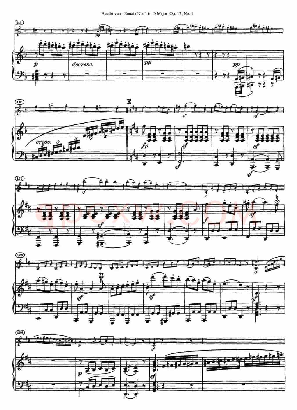 Violin Sonata No.1 in D Major Op.12 No.1（小提琴+钢琴伴奏）