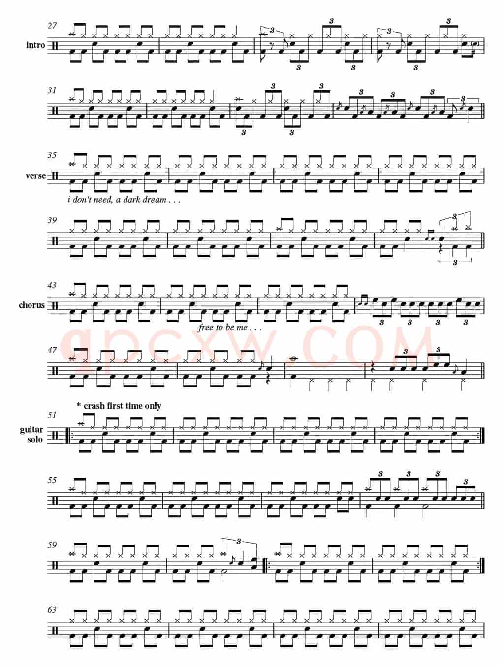 爵士鼓谱：Deep Purple - Black night