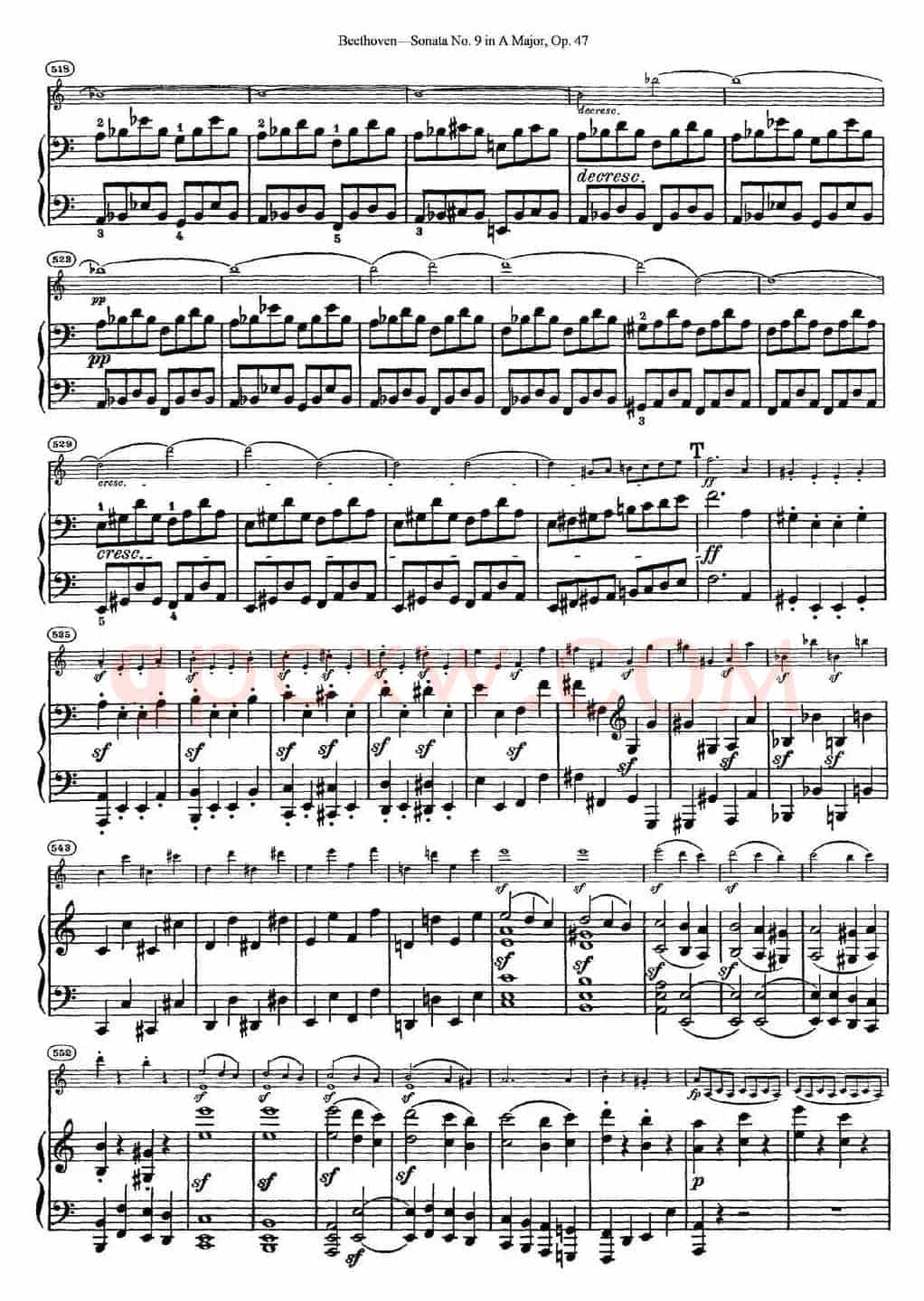 Violin Sonata No.9 in A Major Op.47（小提琴+钢琴伴奏）