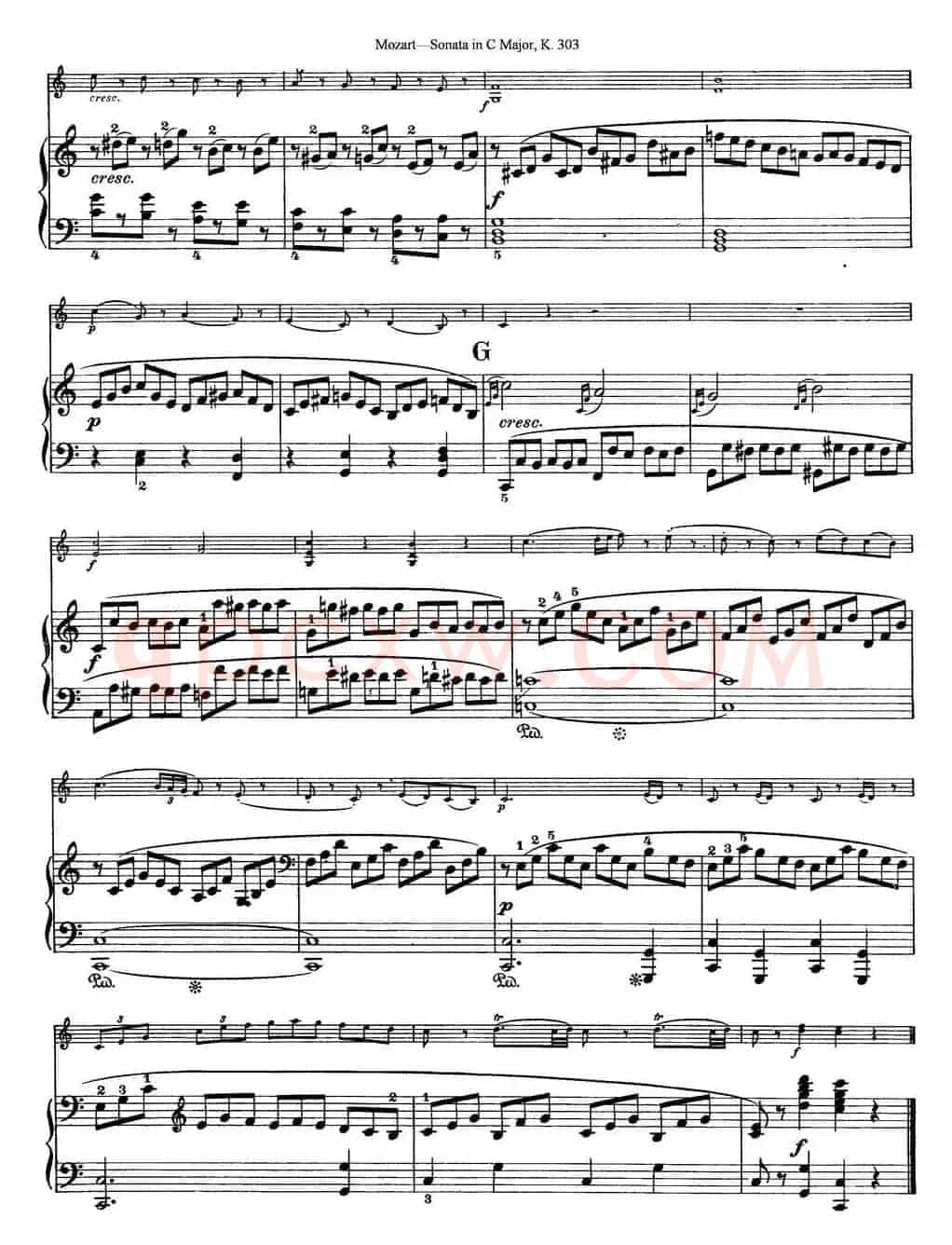 Violin Sonata in C Major K.303（小提琴+钢琴伴奏）