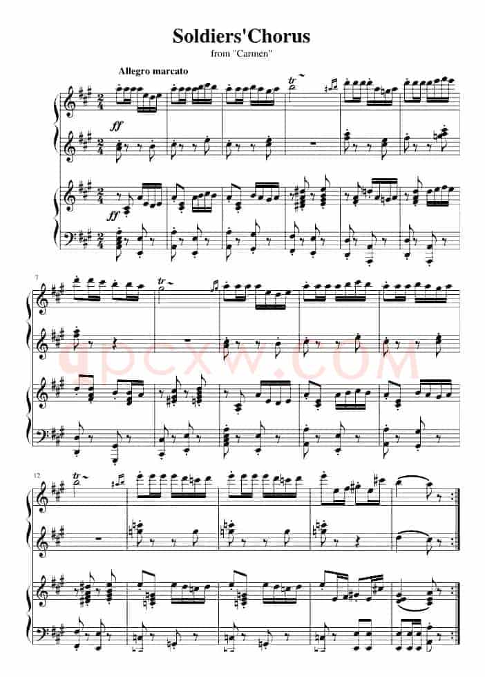 Soldiers'Chorus（卡门序曲）（四手联弹）