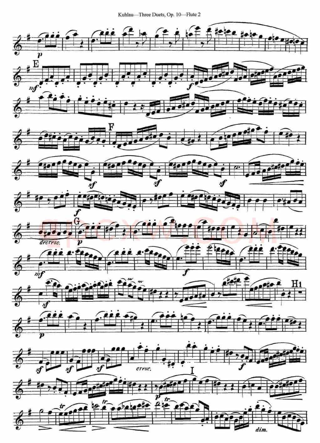 库劳长笛二重奏练习曲Op.10——Flute 2（No.1）