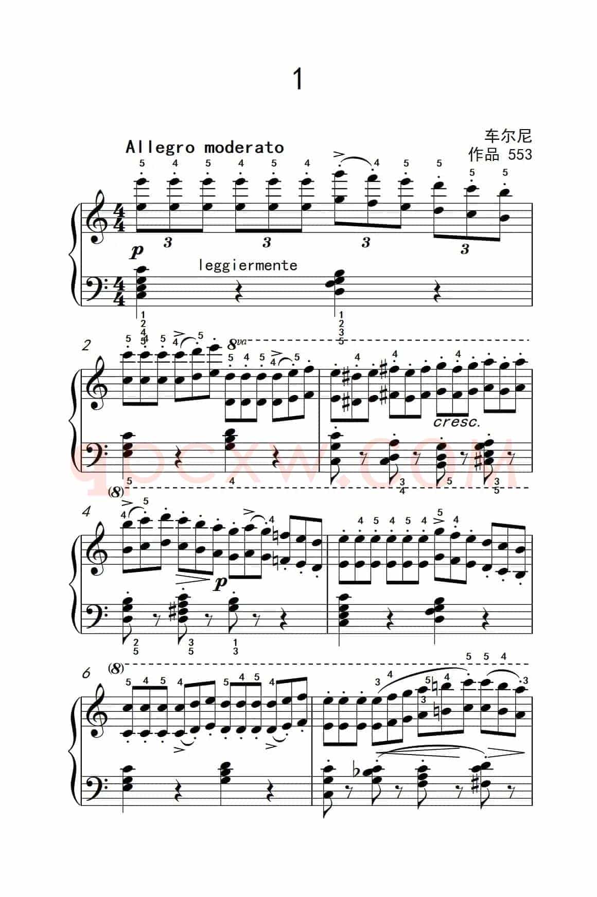 车尔尼钢琴八度练习曲 553（1）