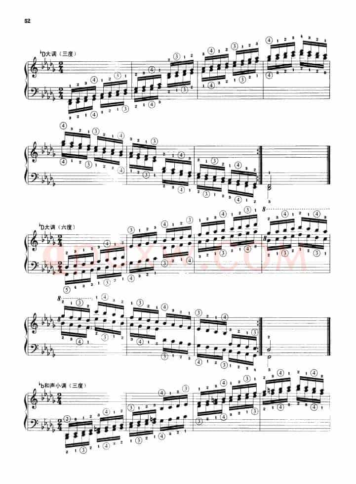 钢琴音阶练习：三度、六度同向四个八度
