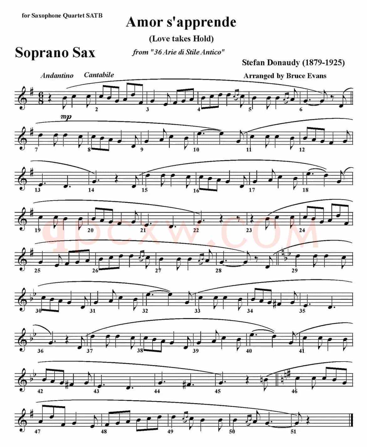 Amor s'apprende(Love takes Hold)（四重奏·高音萨克斯分谱）