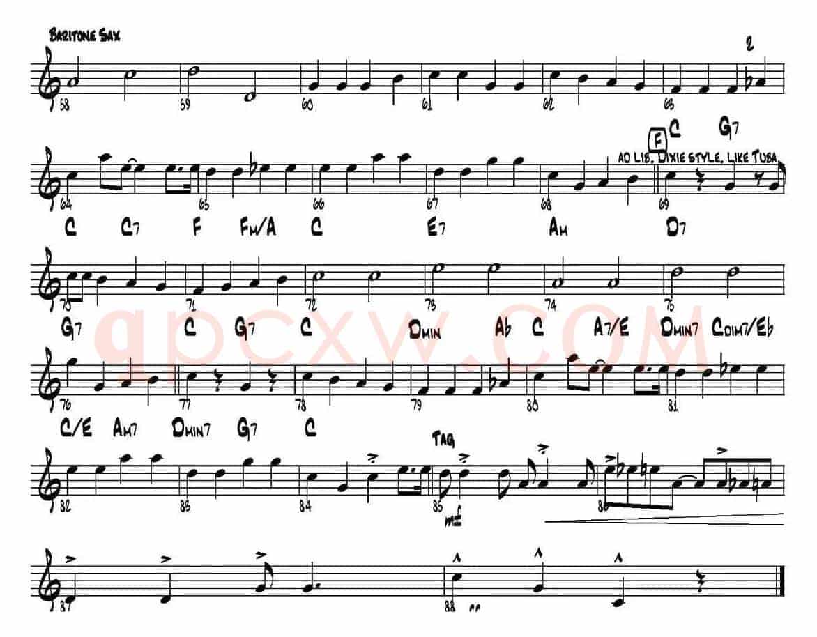 THE DIAMOND STATE RAG（四重奏·上低音萨克斯分谱）