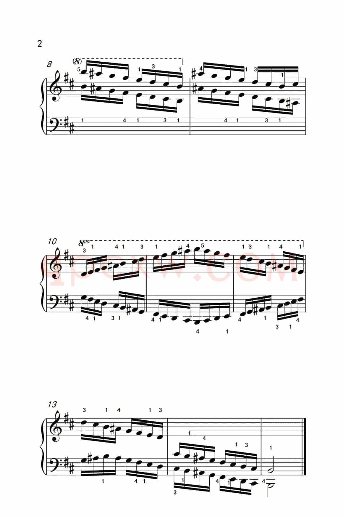 B小调音阶（反向四个八度）（儿童钢琴练习曲）